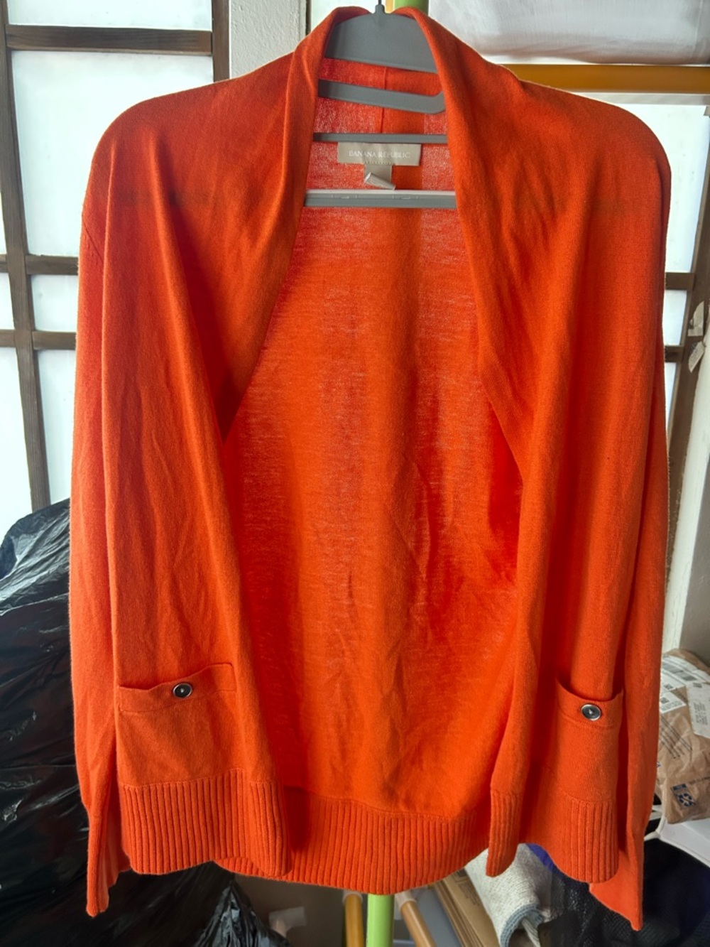 Banana Republic Vibrant Orange Open-Front Cardigan